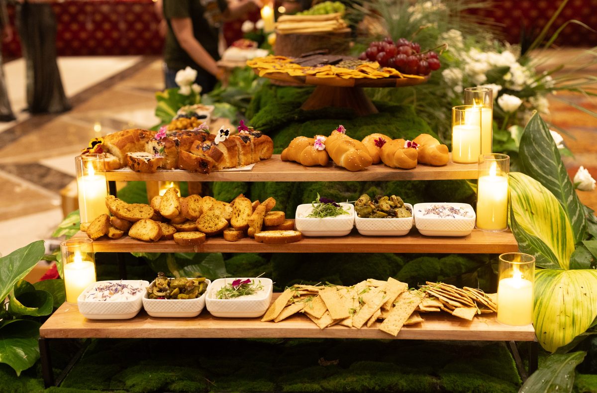 Multi-tier charcuterie pyramid with custom display staging from a past event